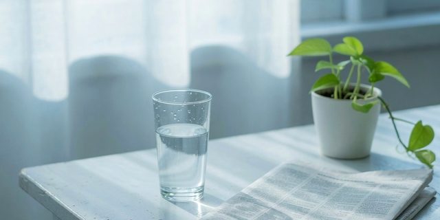 Imagen ilustrativa: mesa con un vaso de agua