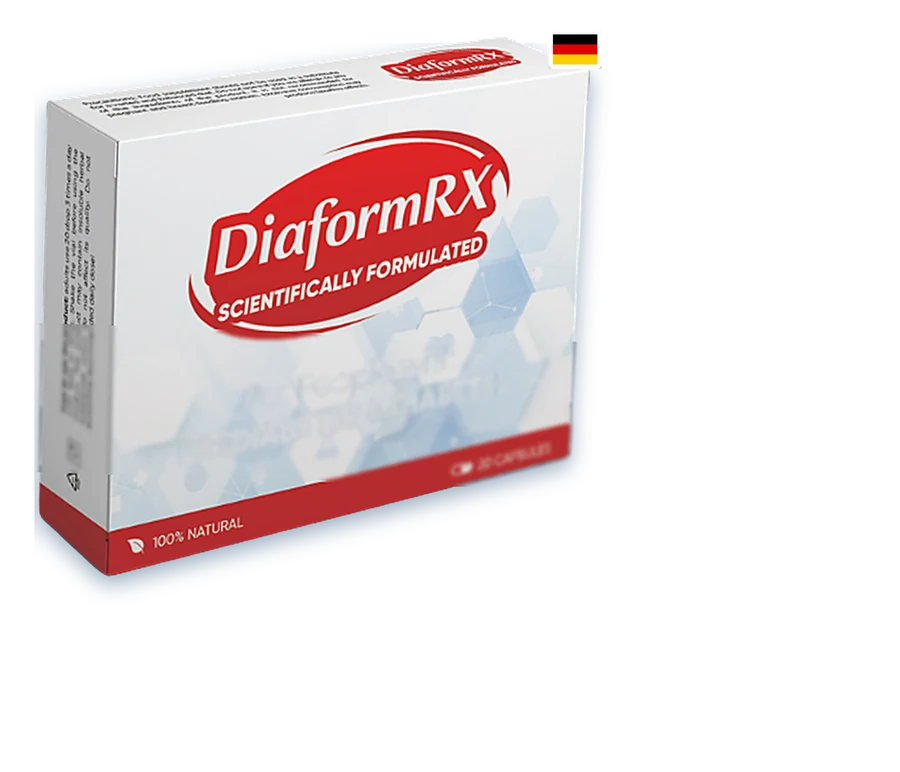 Packung DiaformRX mit 20 Kapseln, Vorderseite